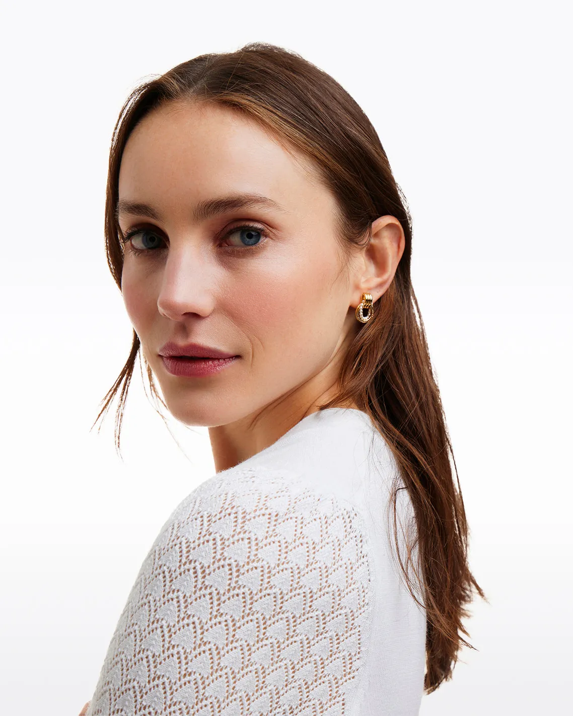 Crystal And Pearl Doorknocker Earrings sold by Draper James product image thumbnail 2