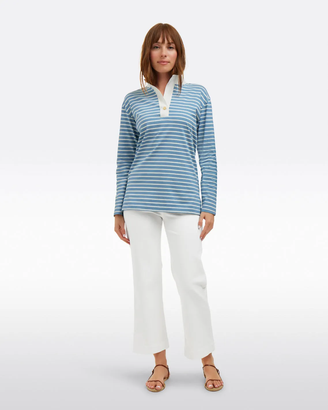 Gillian Long Sleeve Top in Blue Mariner Stripe sold by Draper James product image thumbnail 3