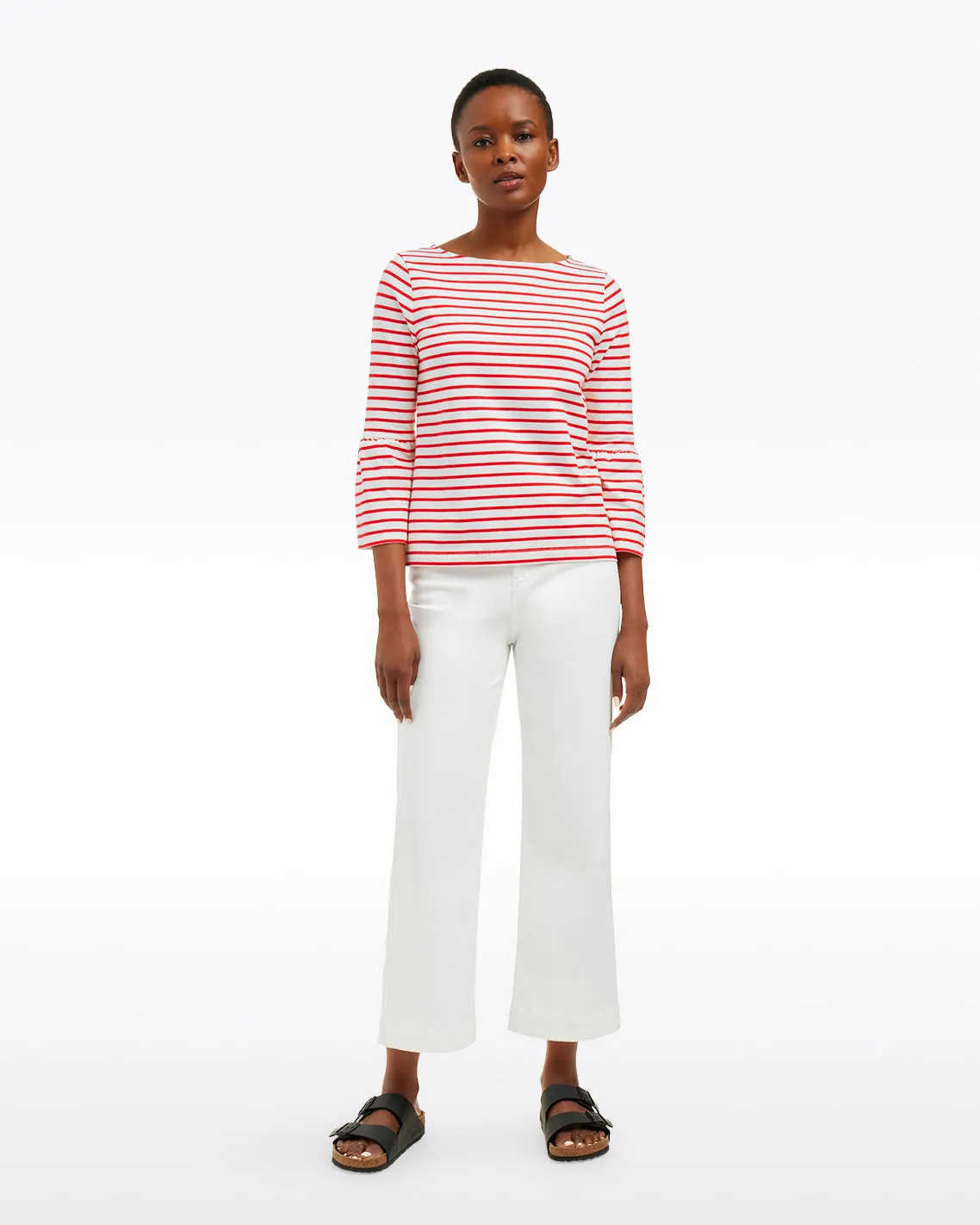 Corey Bell Sleeve Top in Red Mariner Stripe sold by Draper James