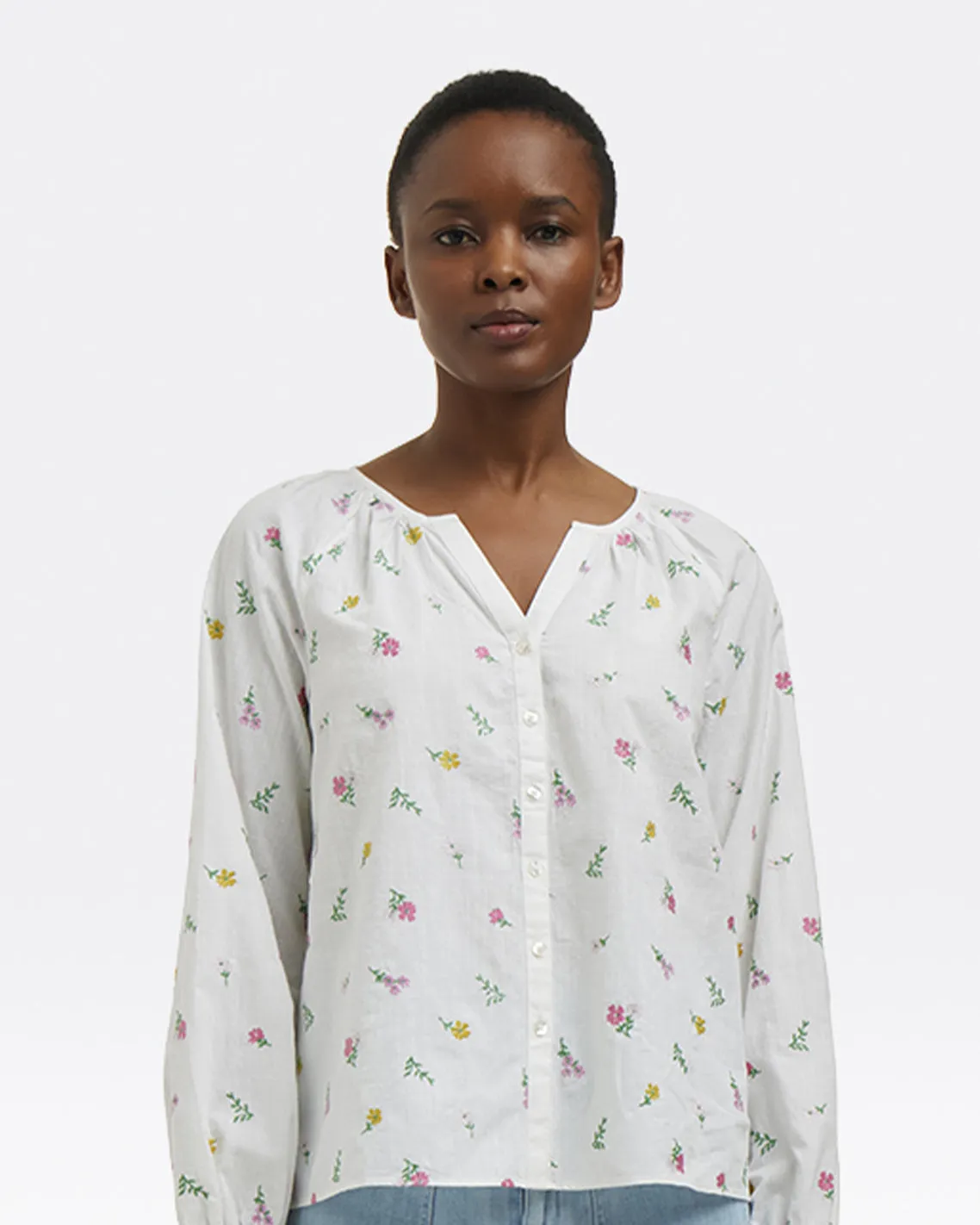 Alexandra Top in Embroidered Poplin sold by Draper James