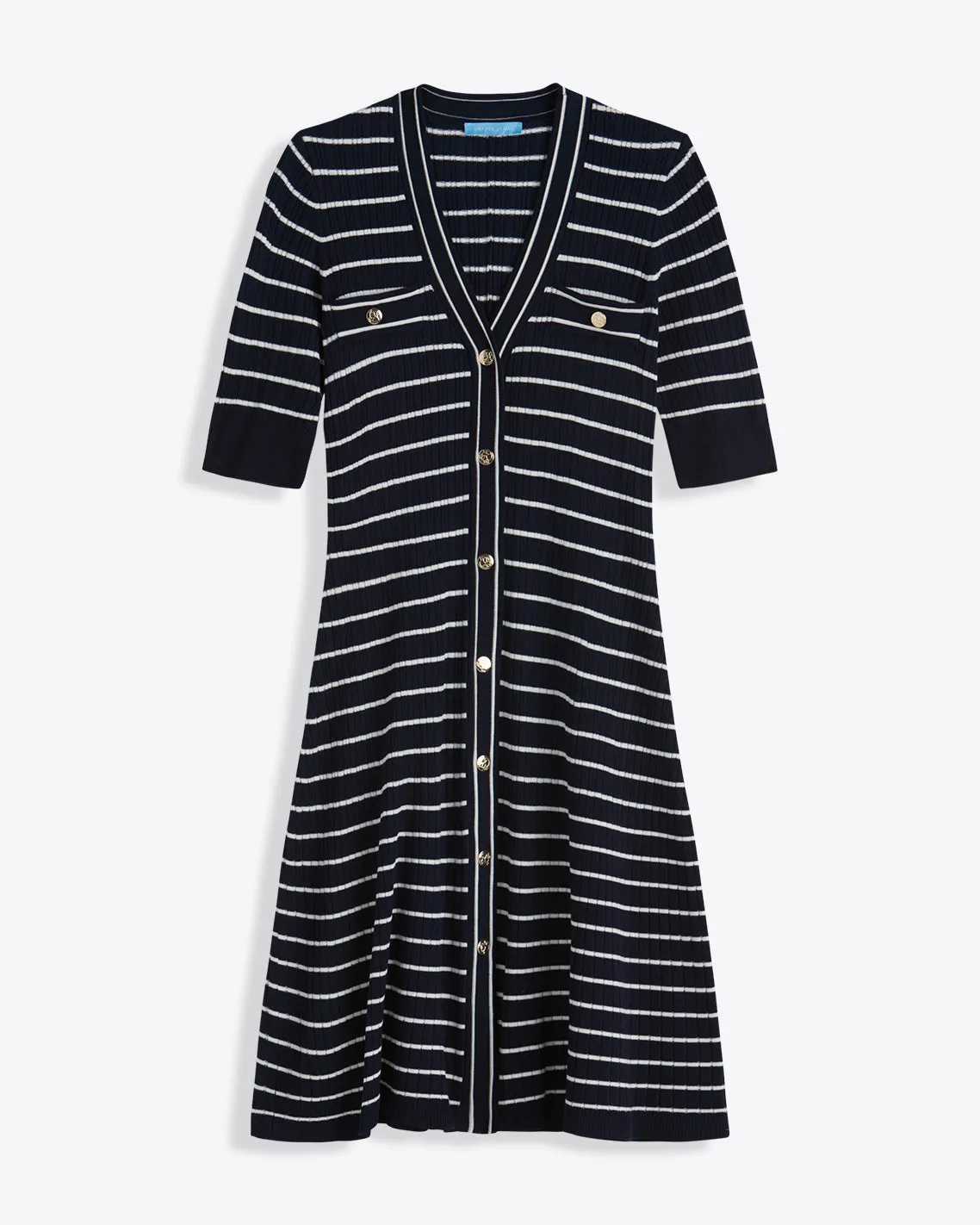 Judy Striped Knit Dress in Navy Stripe sold by Draper James product image thumbnail 3