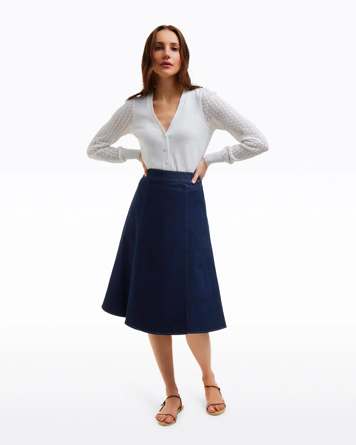 Midi Skirt in Dark Wash Denim sold by Draper James