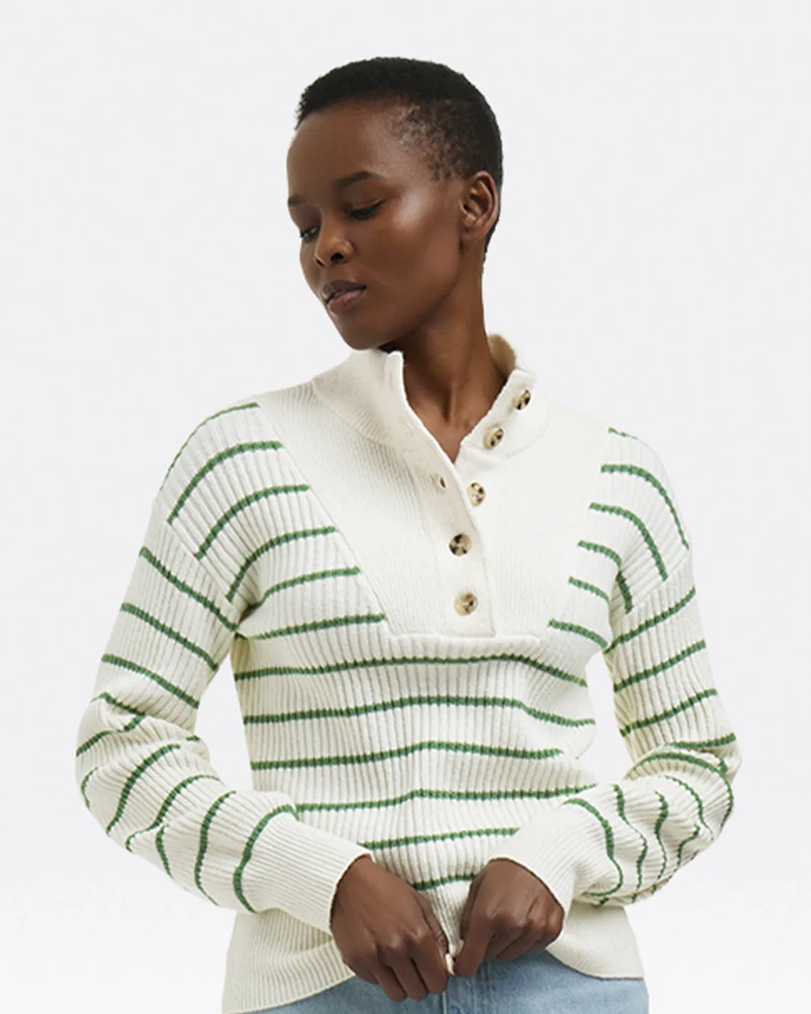 Striped Button Front Sweater sold by Draper James product image thumbnail 2