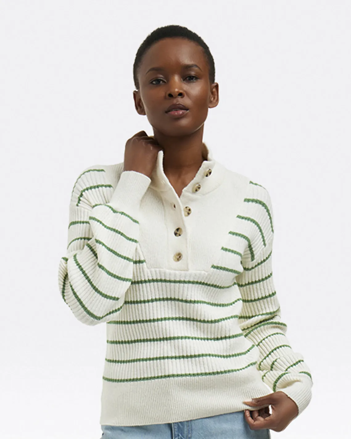 Striped Button Front Sweater sold by Draper James