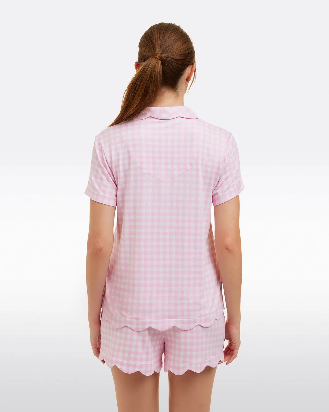 Scallop Sara Pajama Set in Pink Gingham sold by Draper James product image thumbnail 2