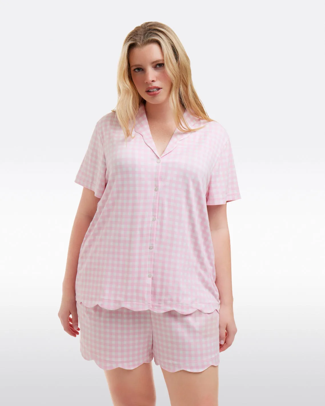 Scallop Sara Pajama Set in Pink Gingham sold by Draper James product image thumbnail 3