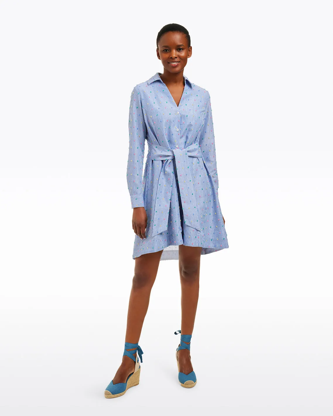 Layla Shirtdress in Blue Stripe sold by Draper James