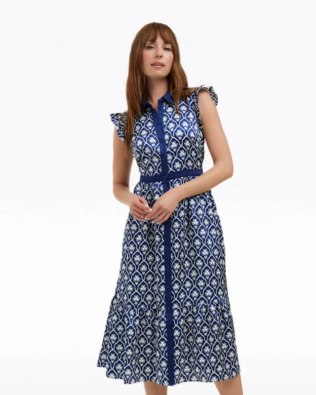 Emmylou Sleeveless Midi Shirtdress in Clover Field sold by Draper James