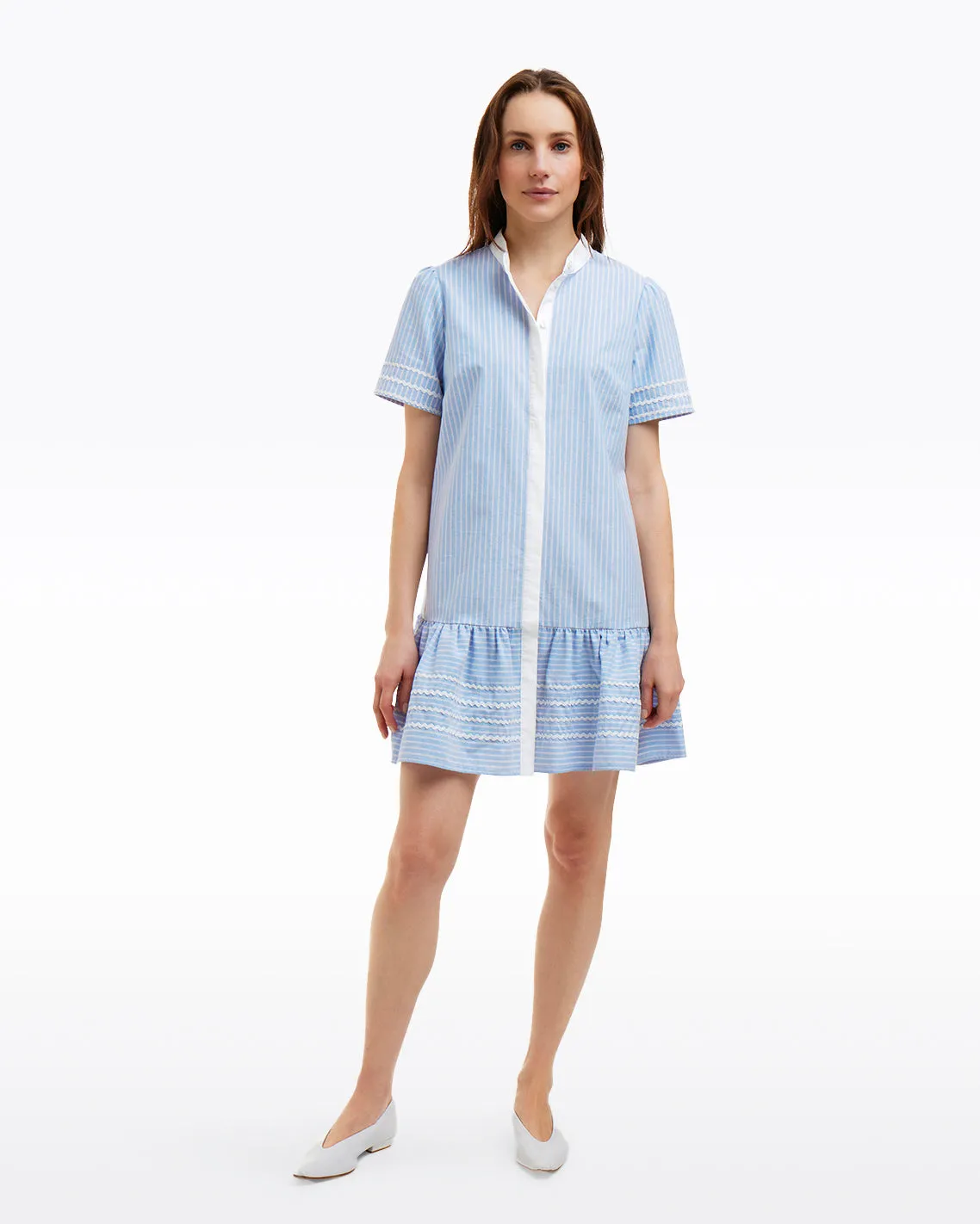Molly Mini Dress in Oxford Shirting sold by Draper James product image thumbnail 2
