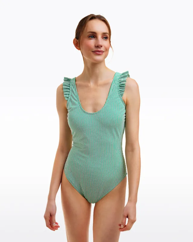 Seersucker Ruffle Tank One Piece sold by Draper James