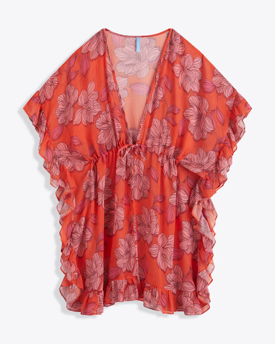 Red Magnolia Ruffle Caftan Cover Up sold by Draper James product image thumbnail 4