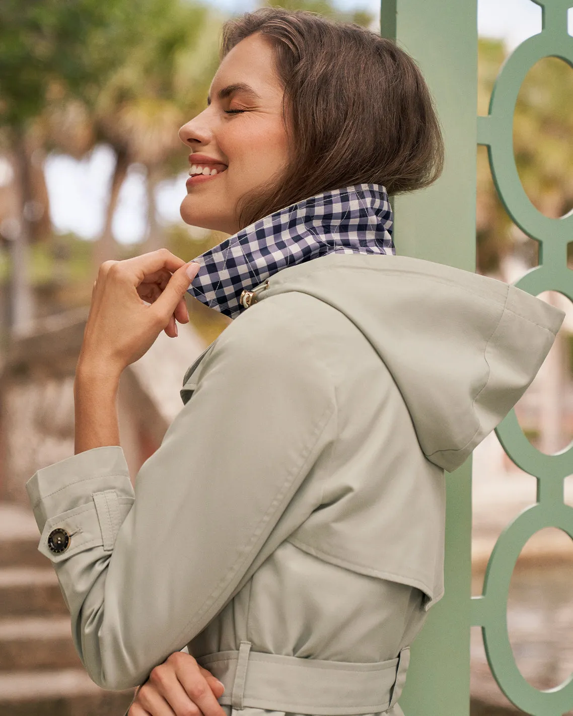 Meghan Trench Coat in Spring Sage sold by Draper James