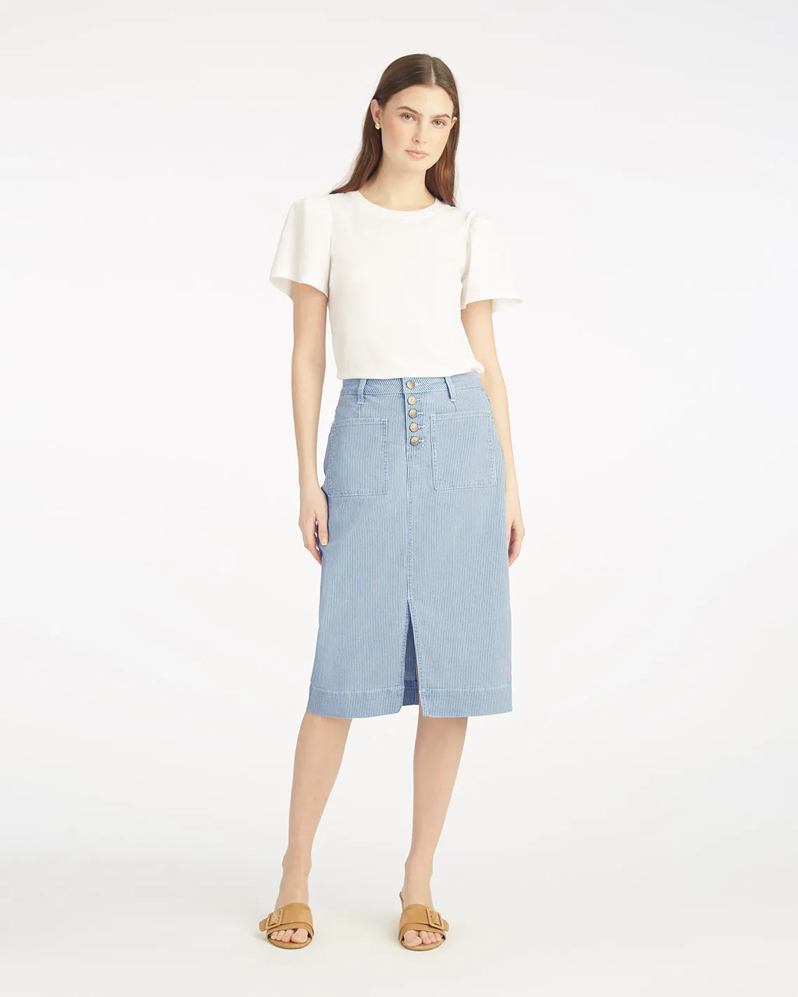 Patch Pocket Denim Skirt sold by Draper James
