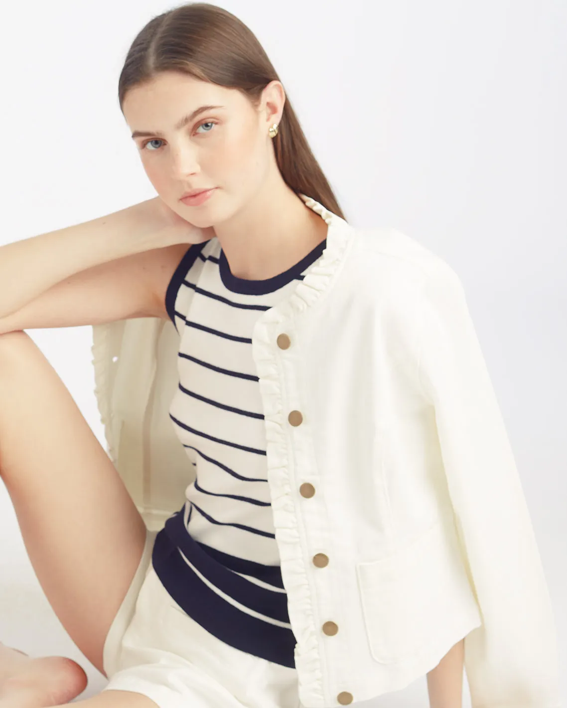 Ruffle Denim Jacket sold by Draper James product image thumbnail 3