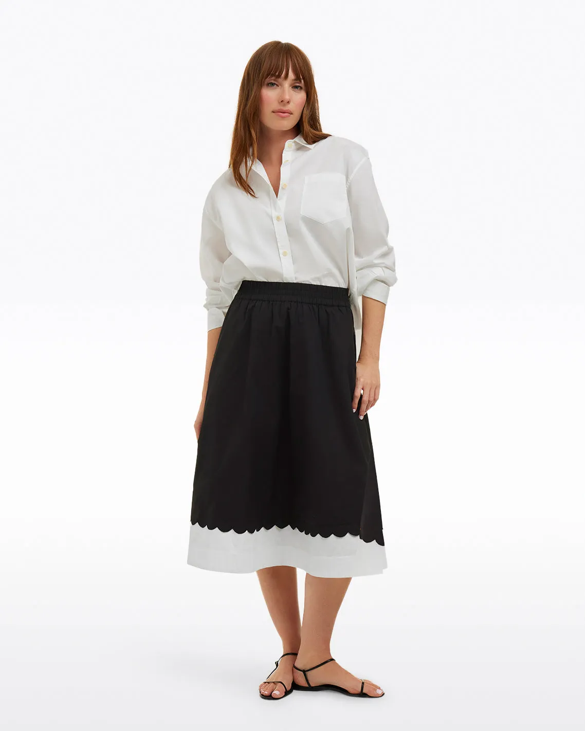 Midi Skirt in Black and White sold by Draper James