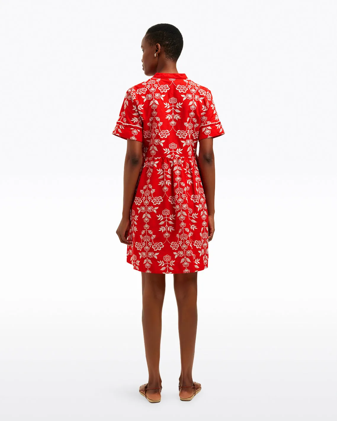 Simone Embroidered Mini Dress in Red Floral Embroidery sold by Draper James product image thumbnail 2