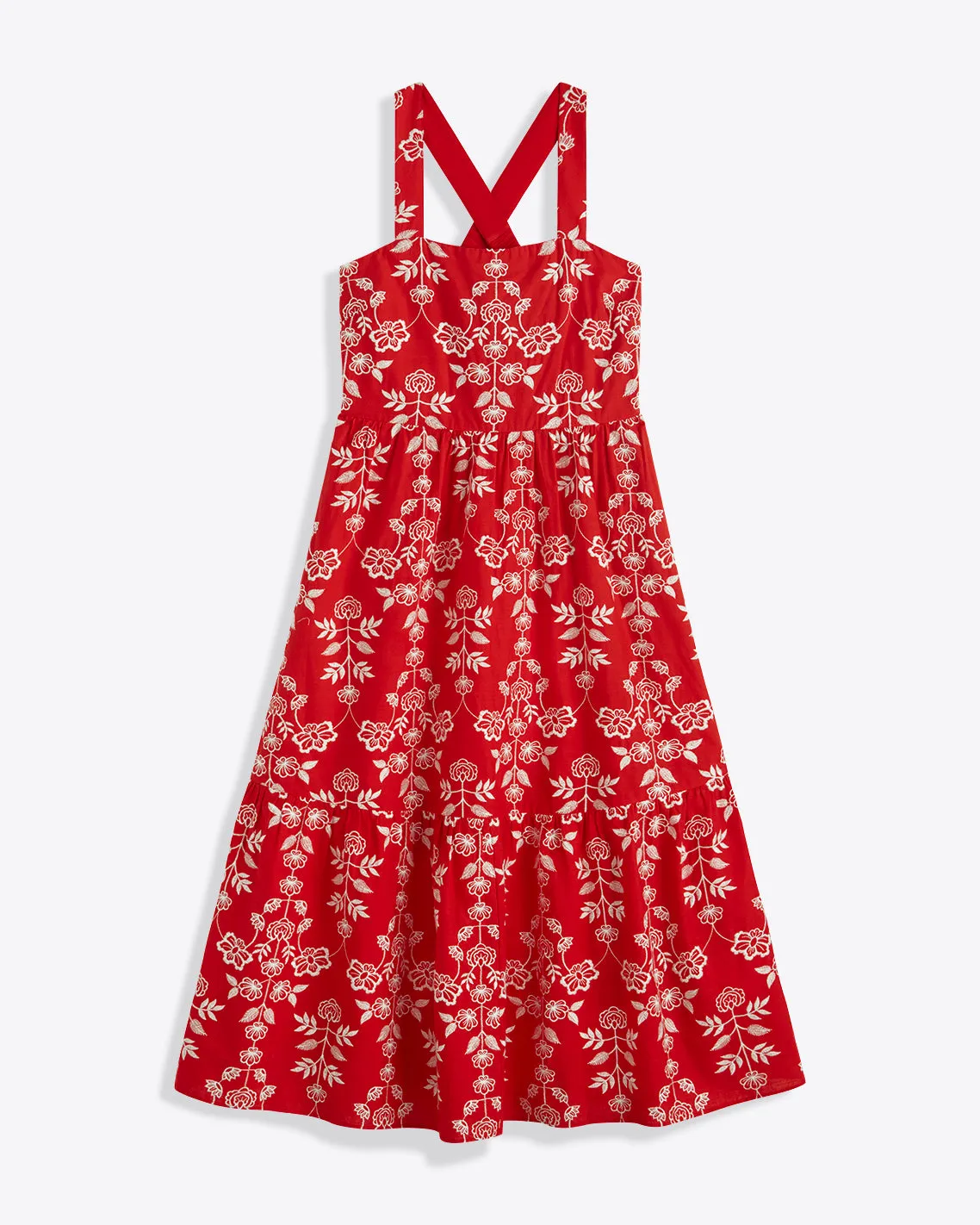 Cynthia Embroidered Midi Dress in Red Floral Embroidery sold by Draper James product image thumbnail 4