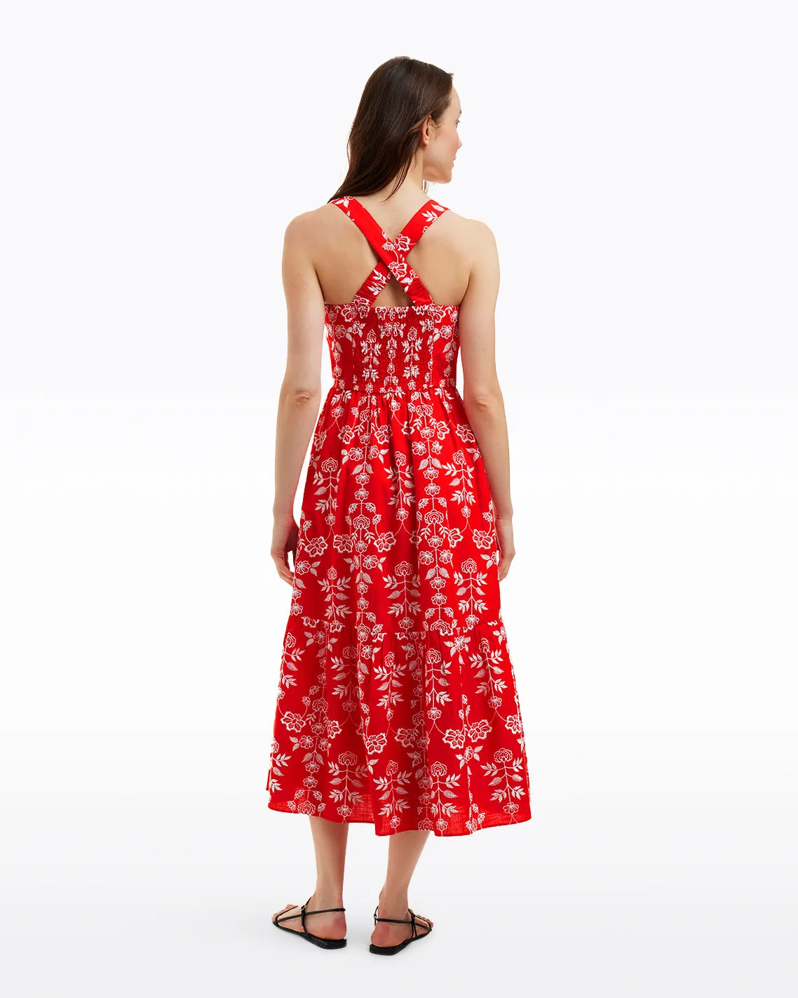 Cynthia Embroidered Midi Dress in Red Floral Embroidery sold by Draper James product image thumbnail 2
