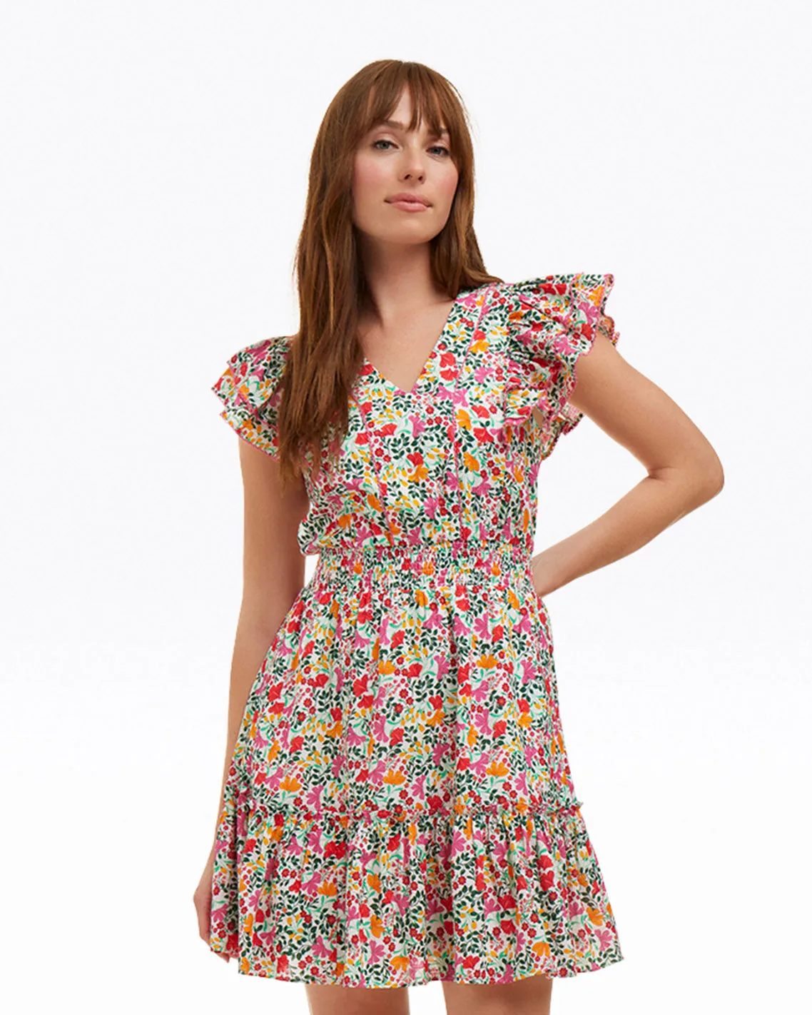 Gabby Mini Dress in Coneflowers sold by Draper James