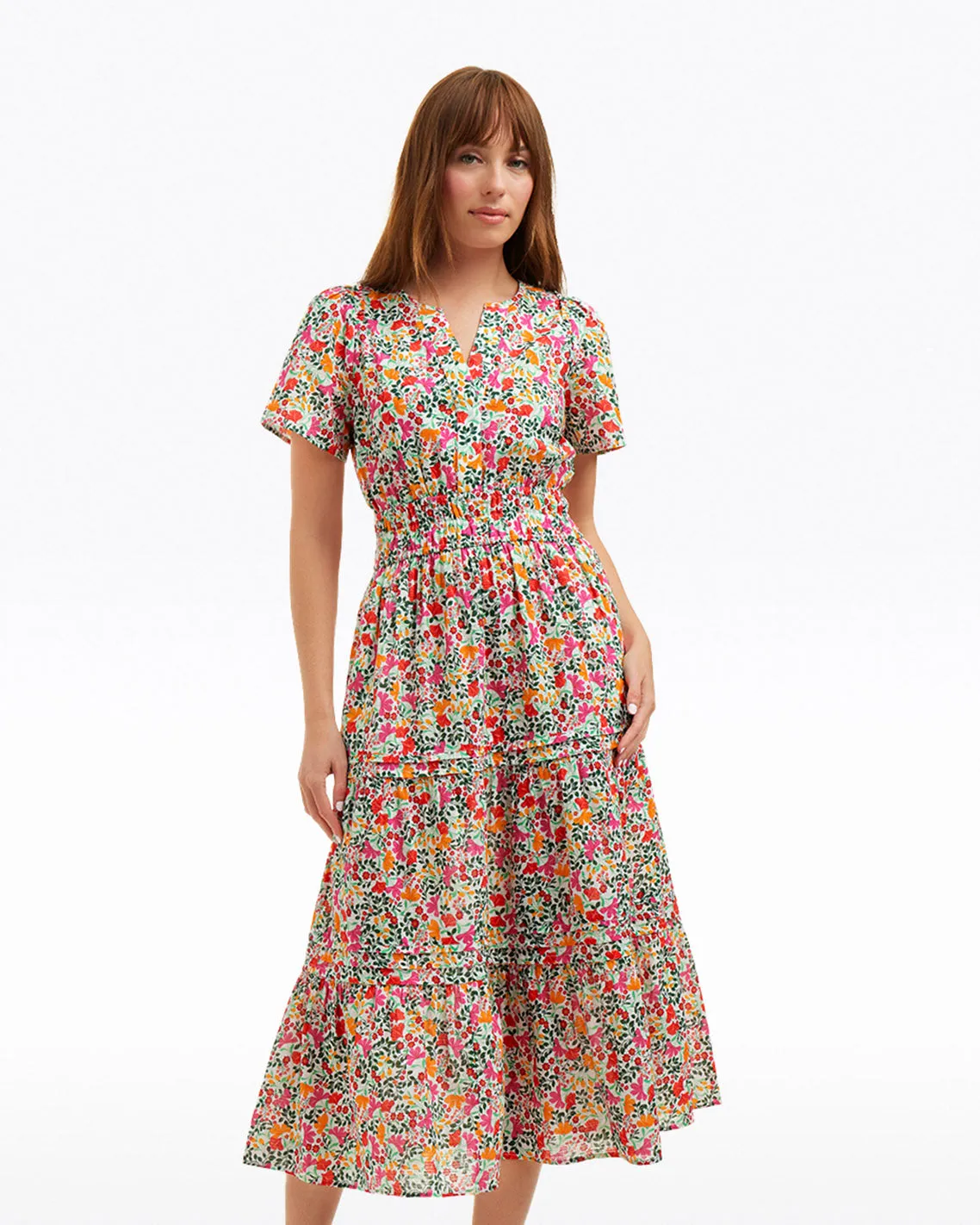 Hollie Midi Dress in Coneflowers sold by Draper James