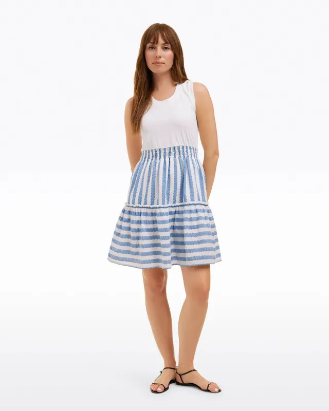 Arden Mixed Media Shirtdress in Wave Stripe sold by Draper James