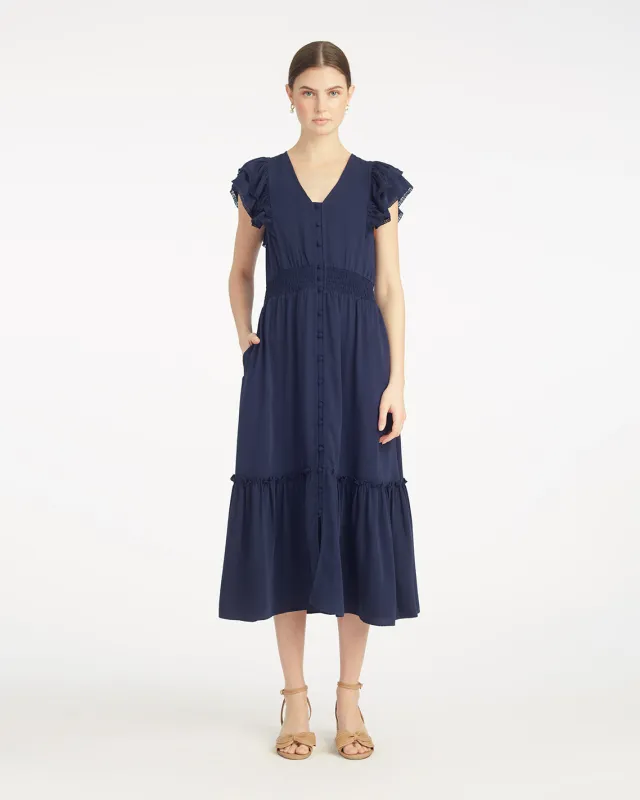 Meg Midi Dress in Navy sold by Draper James
