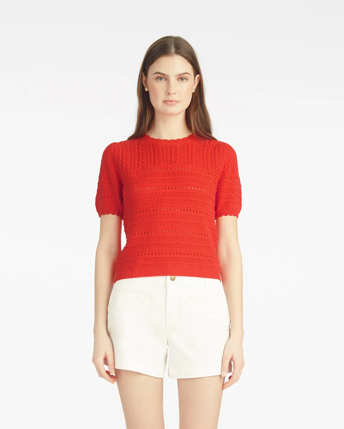 Short Sleeve Pointelle Sweater sold by Draper James