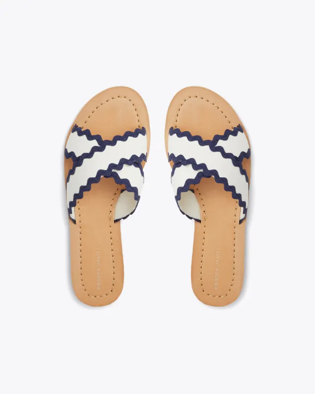 Colorblock Piper Flat Sandals in Magnolia White sold by Draper James