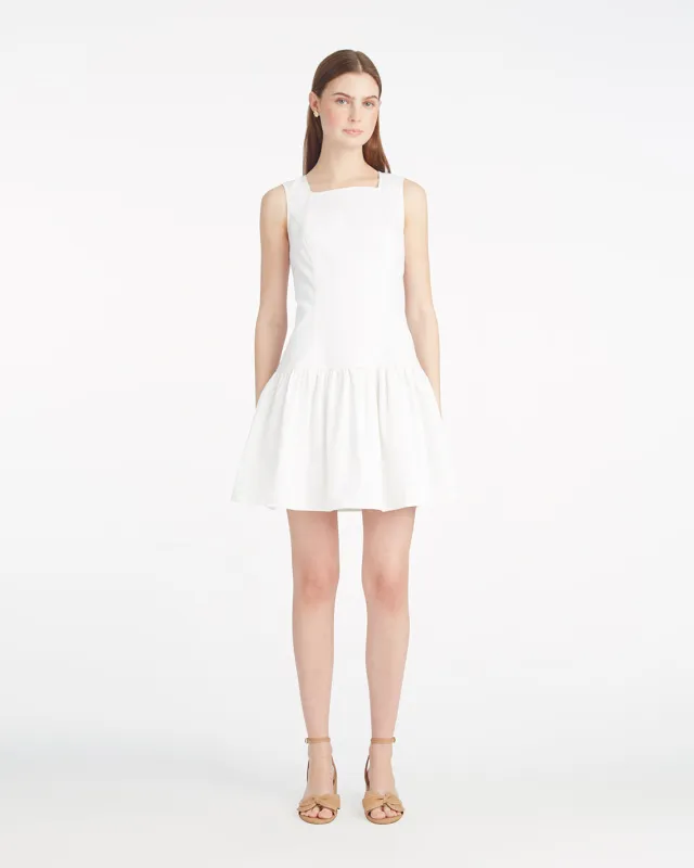 Colette Tailored Flounce Dress in Denim sold by Draper James