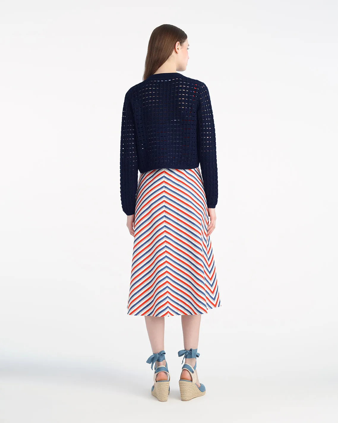 Crochet Sweater Cardigan in Nassau Navy sold by Draper James product image thumbnail 3