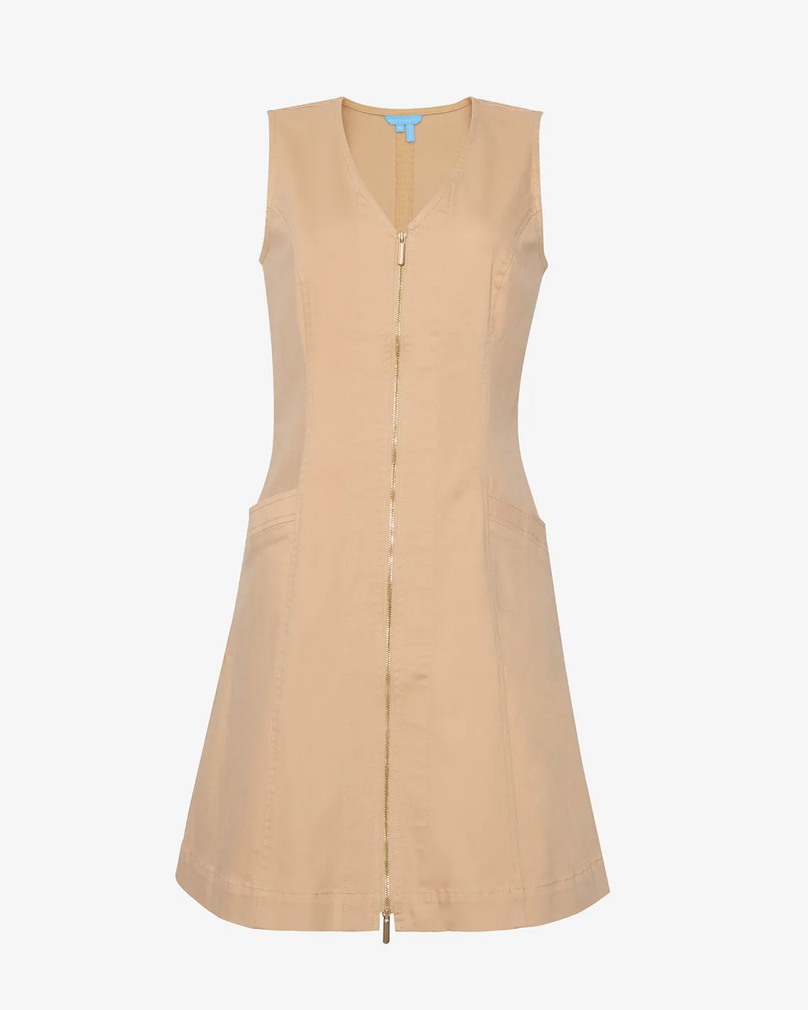 Sienna Sleeveless V-Neck Mini Dress in Croissant sold by Draper James product image thumbnail 3