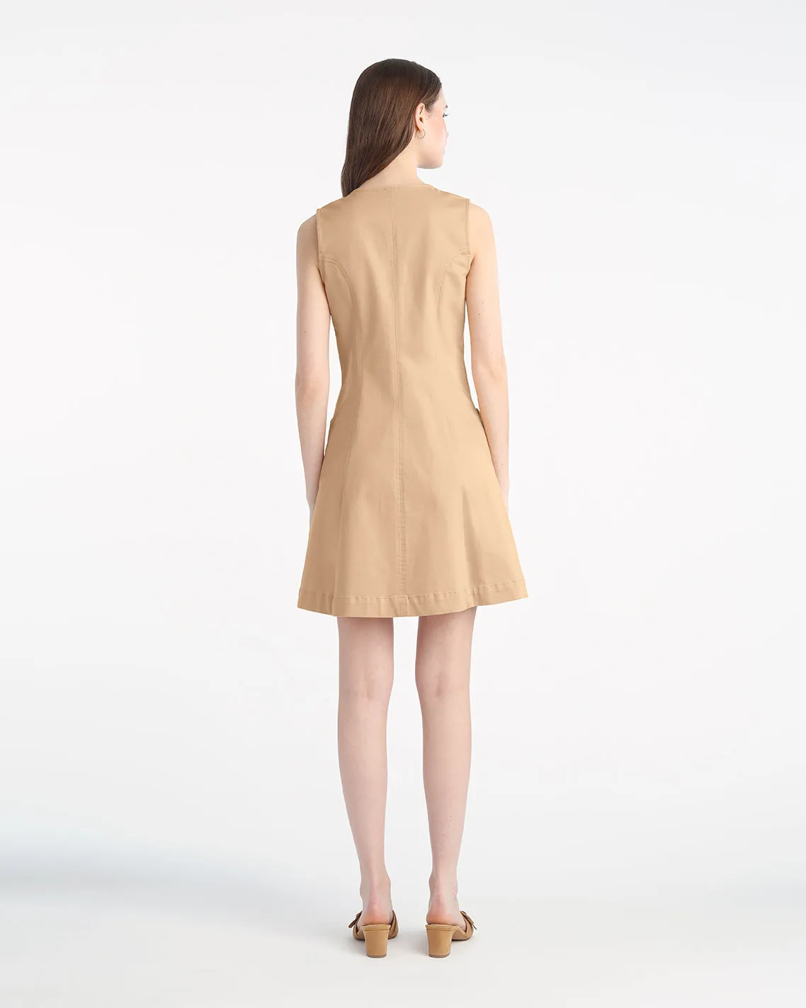 Sienna Sleeveless V-Neck Mini Dress in Croissant sold by Draper James product image thumbnail 2