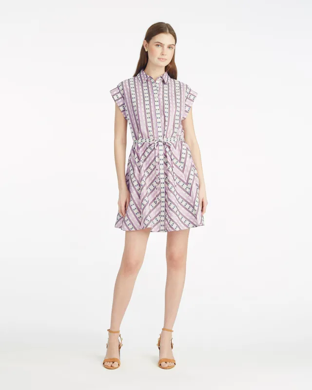 Phoebe Mini Shirtdress in Dotted Stripes Jacquard sold by Draper James