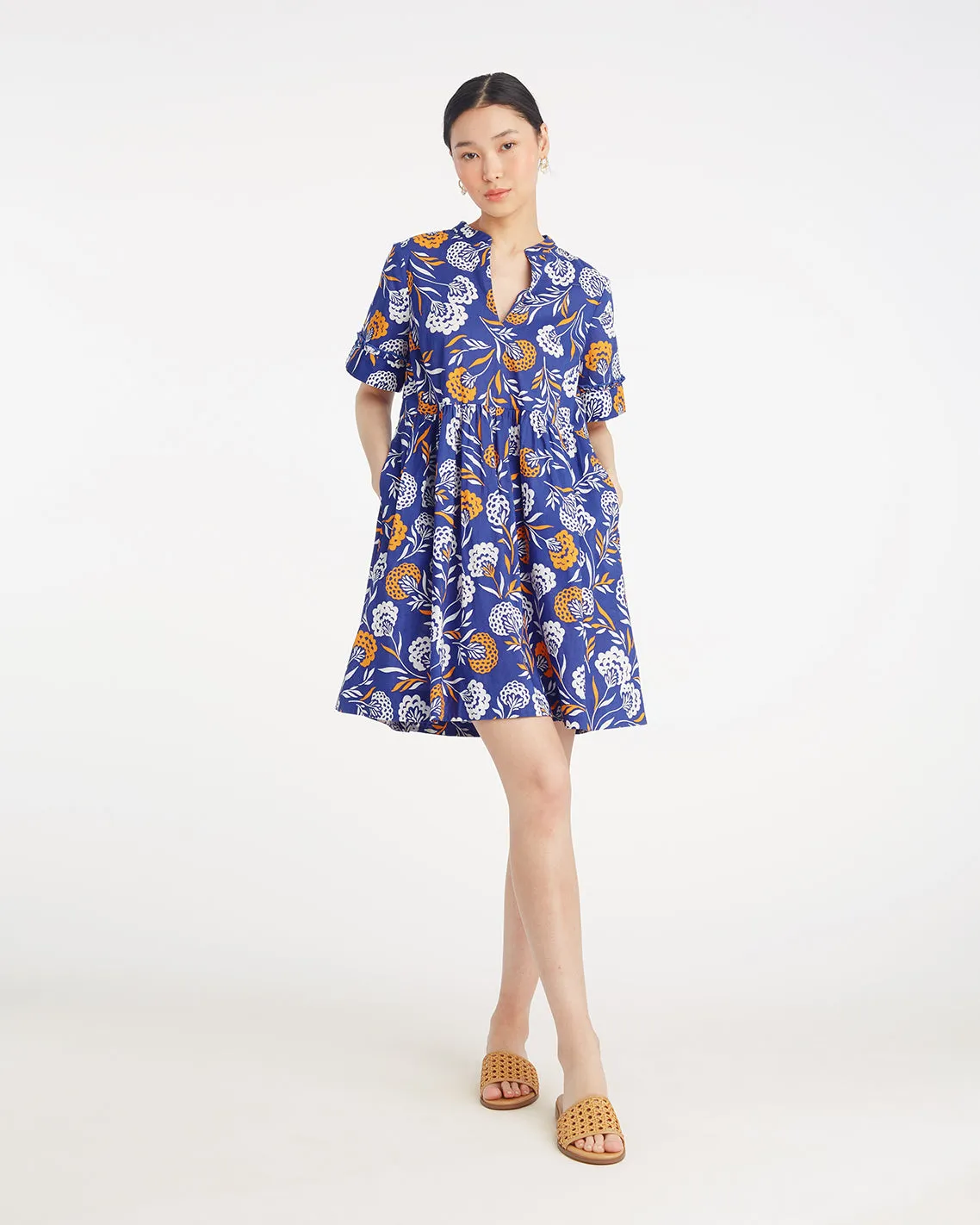 Simone Mini Dress in Abstract Dahlia sold by Draper James