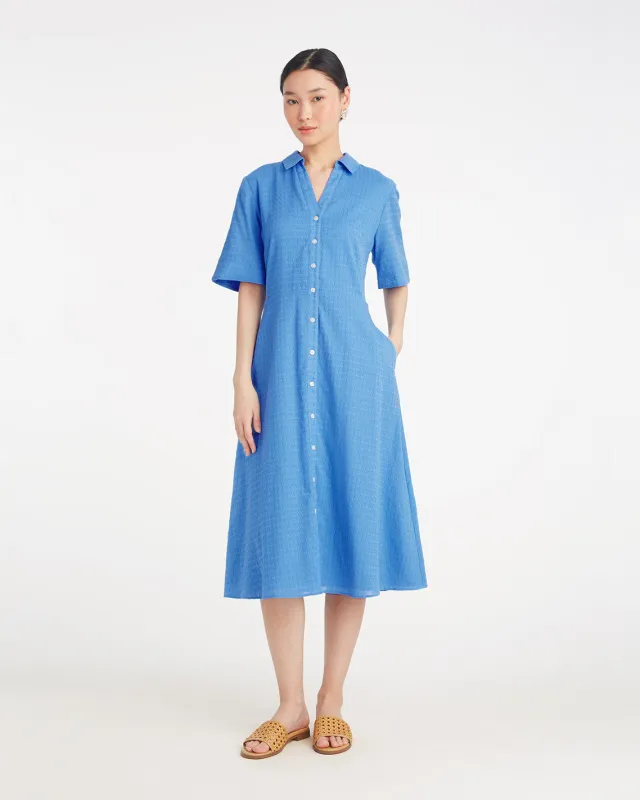 Annika Midi Shirtdress in Textured Cotton sold by Draper James