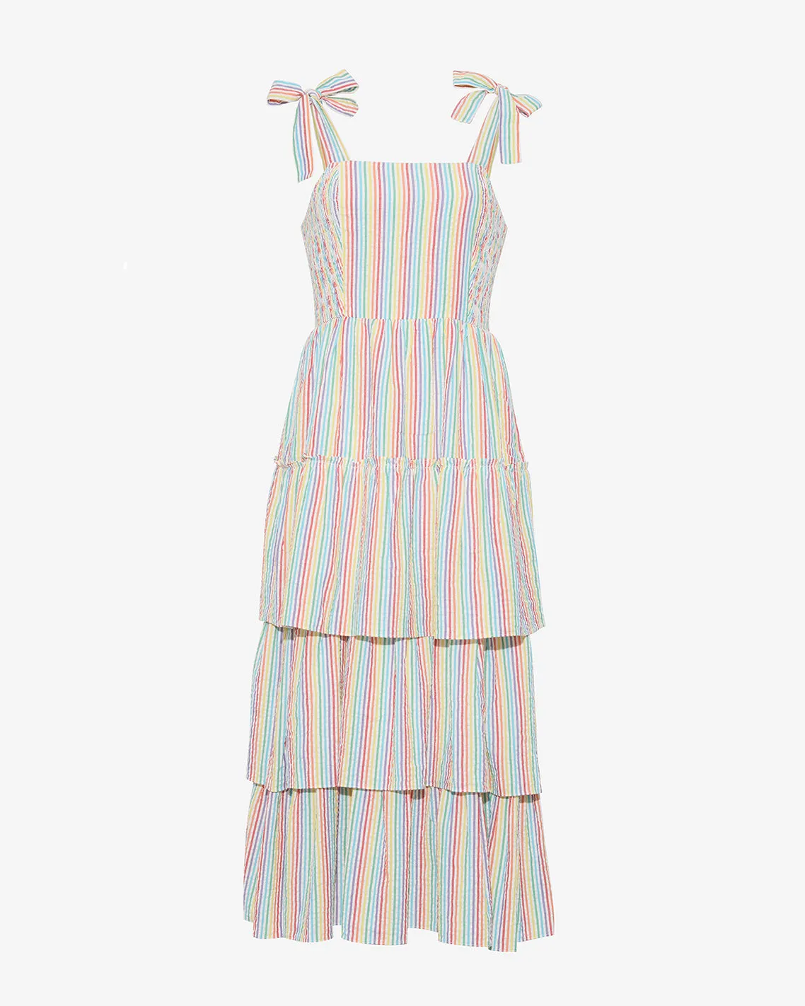 Taylor Tiered Midi Dress in Rainbow Stripes sold by Draper James product image thumbnail 4