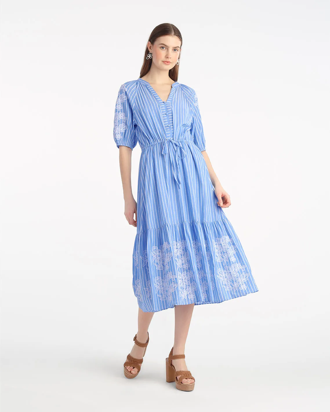 Martina Midi Dress with Floral Embroidery sold by Draper James