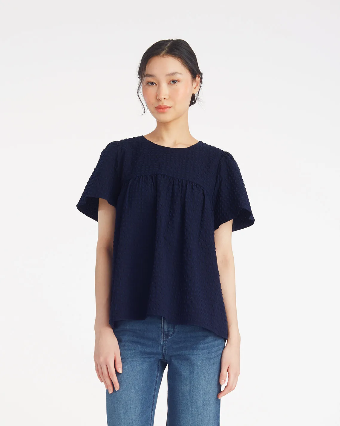 Flutter Sleeve Top in Seersucker sold by Draper James