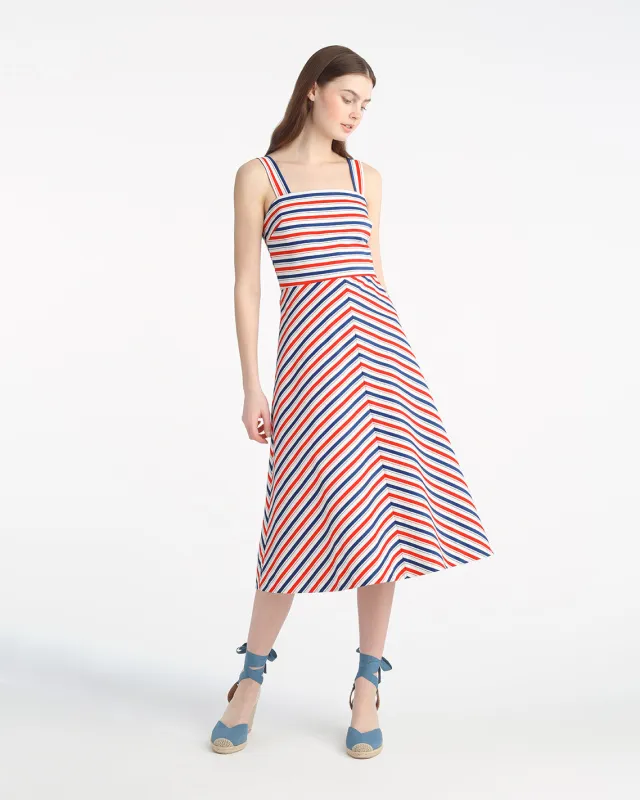 Angela Love Circle Midi Dress in Americana Stripes sold by Draper James