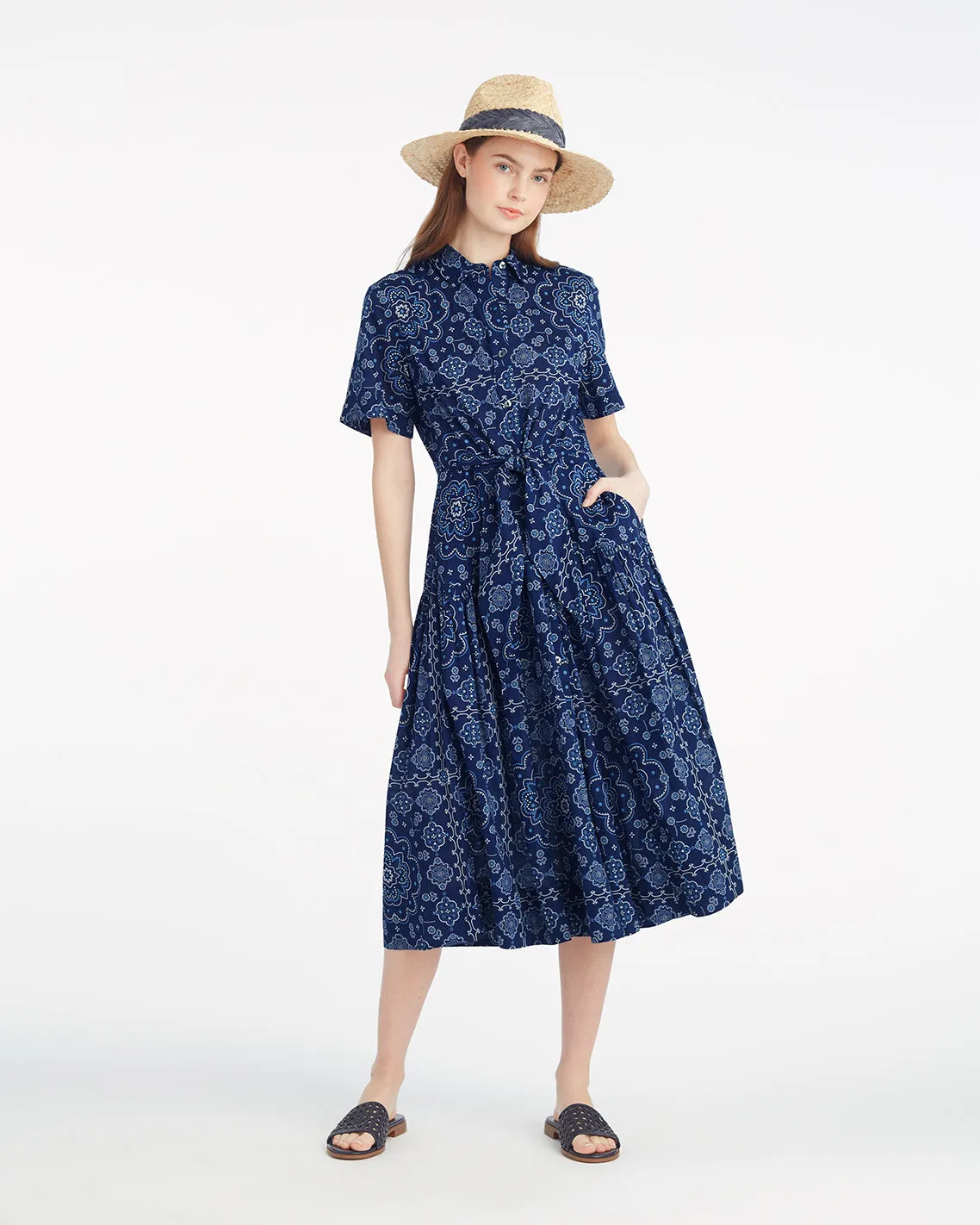 Riley Midi Shirtdress in Bandana Blue sold by Draper James