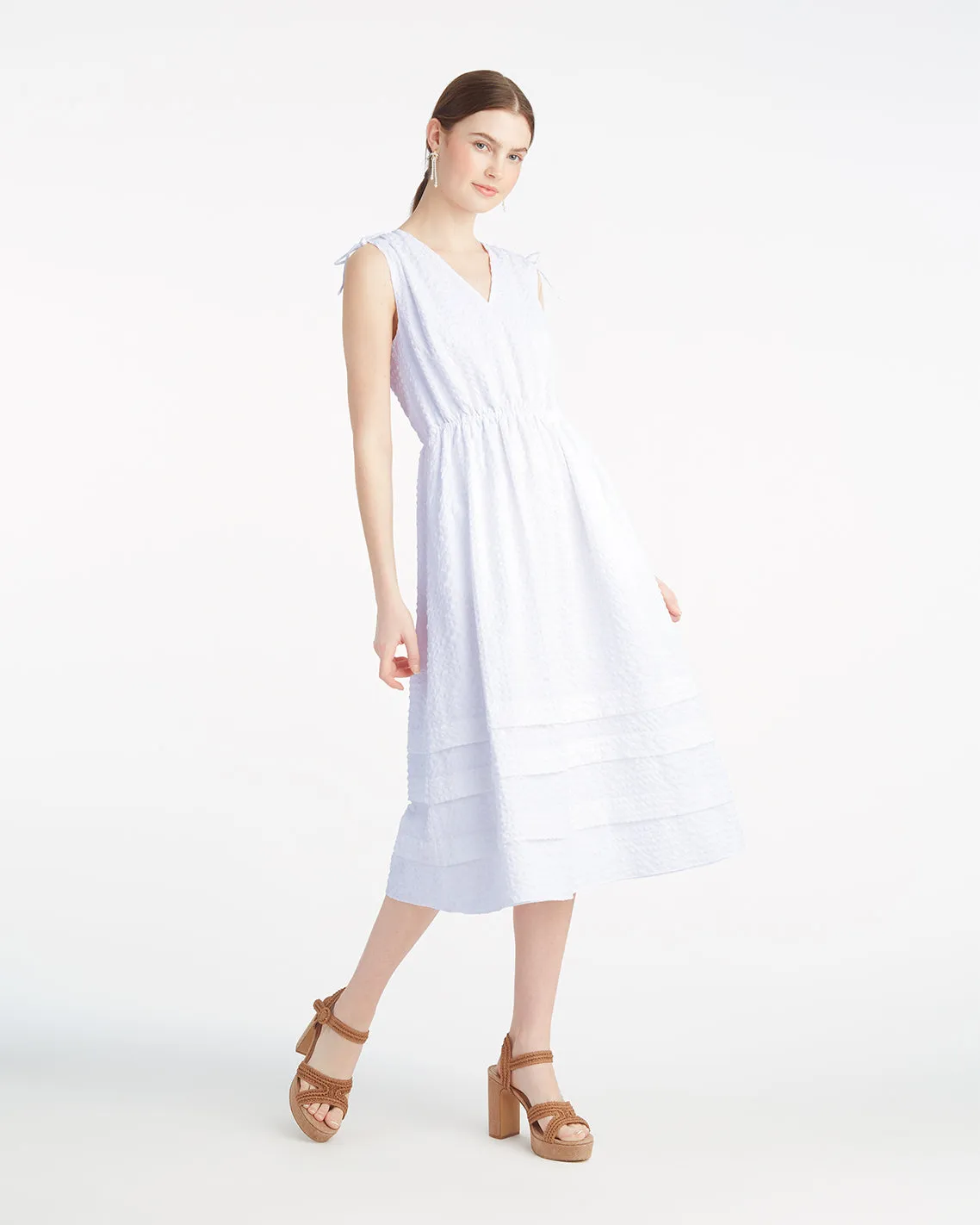 Rowan Midi Dress in Seersucker sold by Draper James