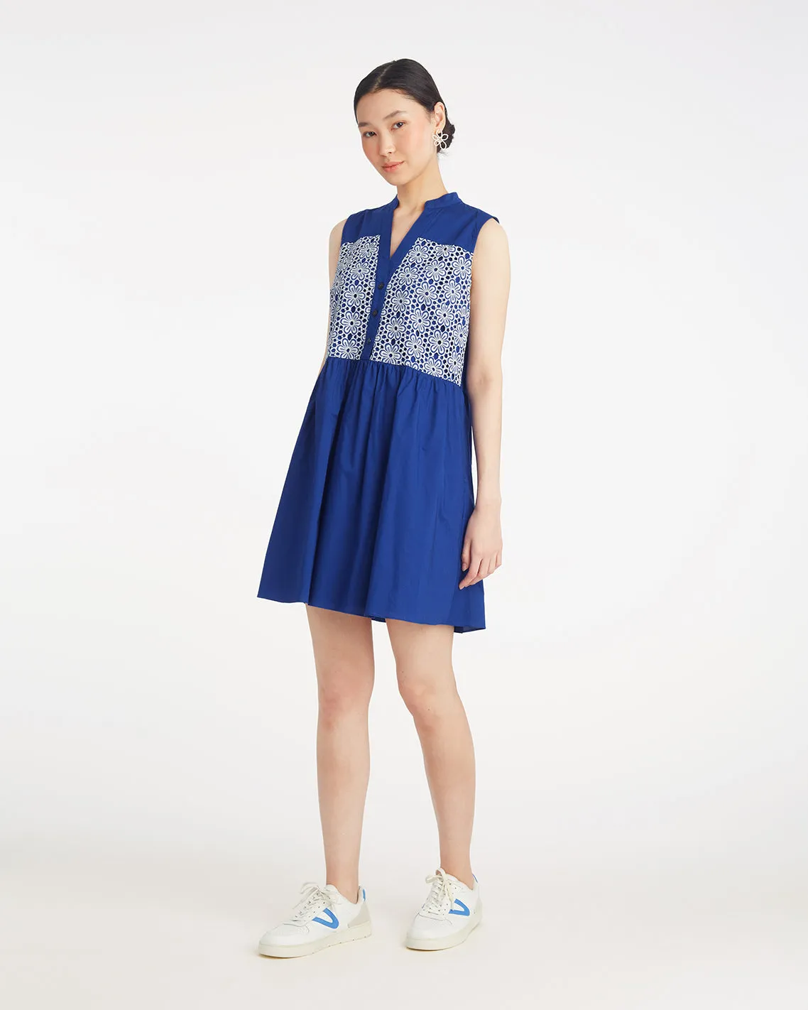 Sami Sleeveless Shirtdress in Daisy Lace sold by Draper James