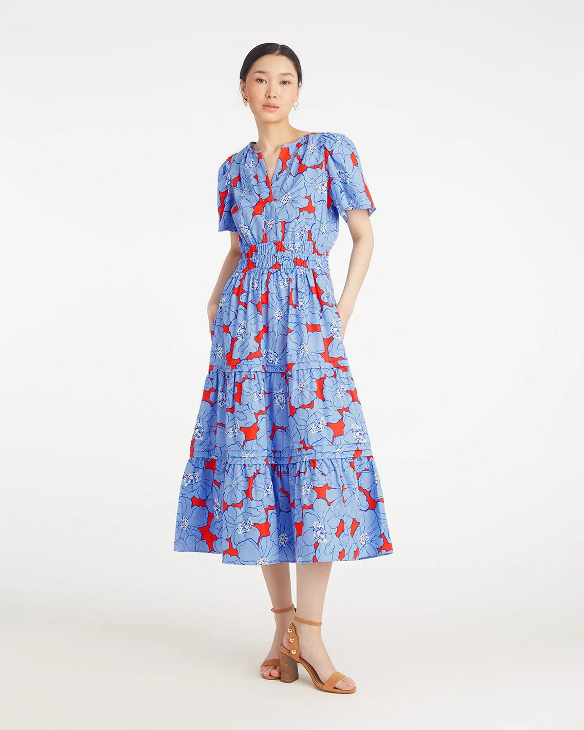 Hollie Midi Dress in Floating Floral sold by Draper James
