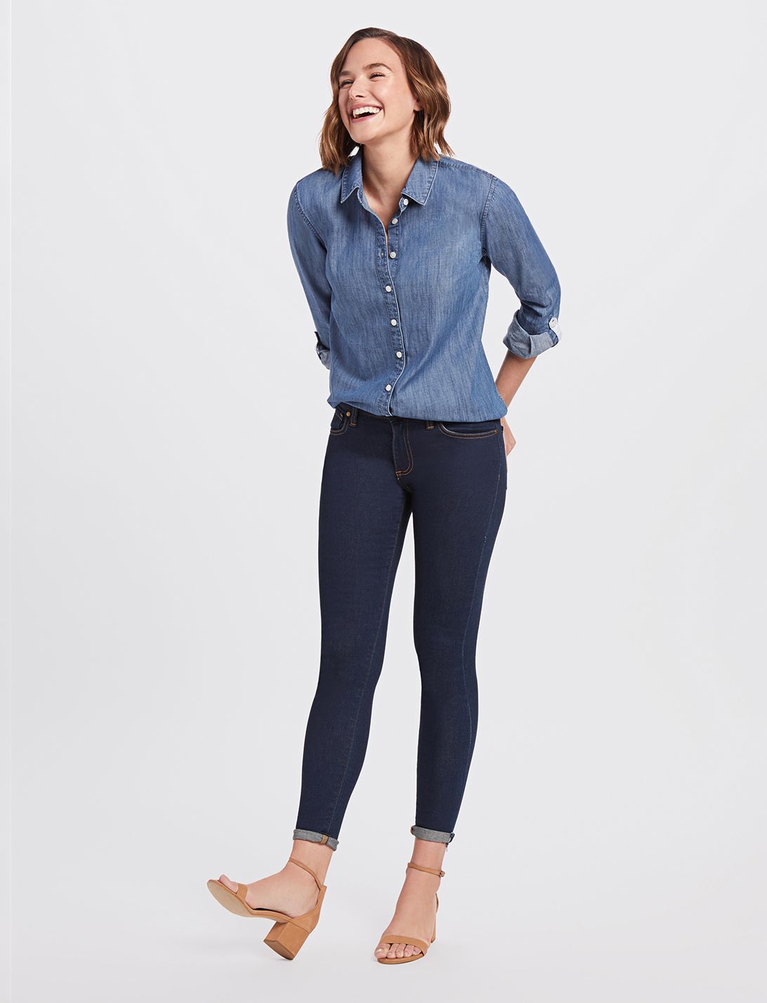 Long Sleeve Chambray Button Down Shirt sold by Draper James product image thumbnail 5