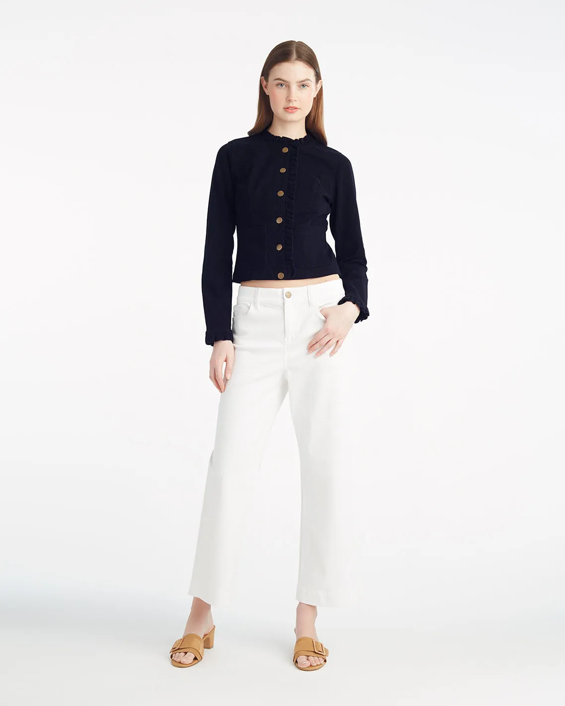 Ruffle Denim Jacket sold by Draper James