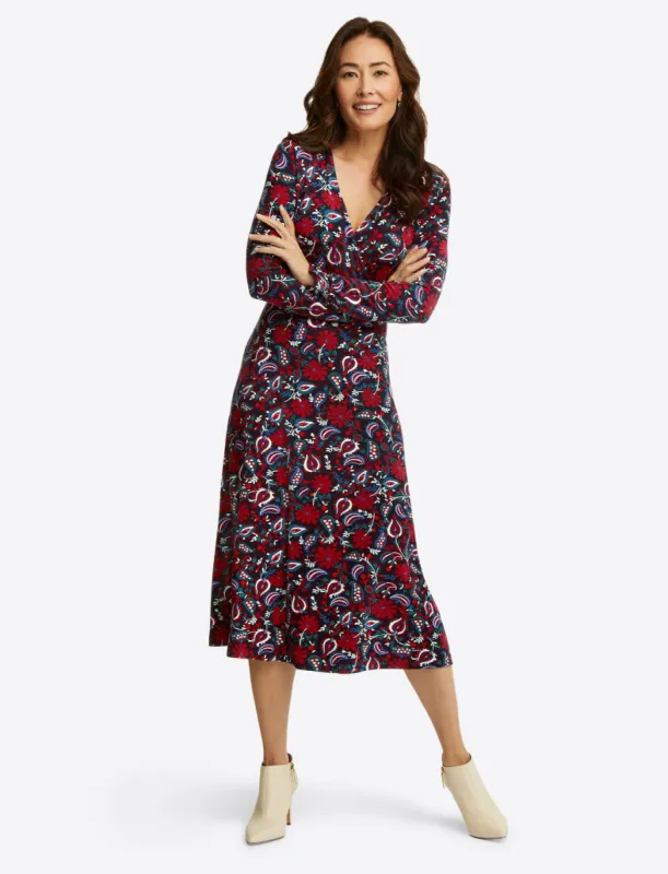 Faux Wrap Dress in Paisley sold by Draper James