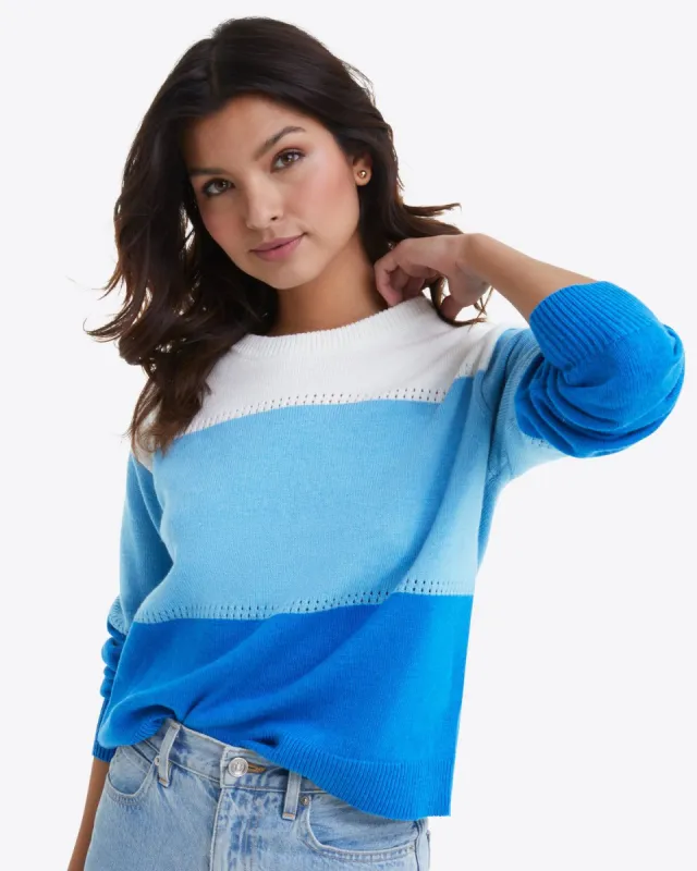 Crewneck Sweater in Blue Colorblock sold by Draper James