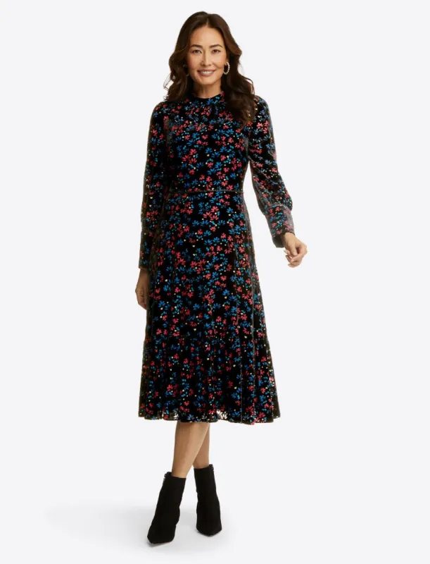 Midi Fit & Flare Dress in Holly sold by Draper James
