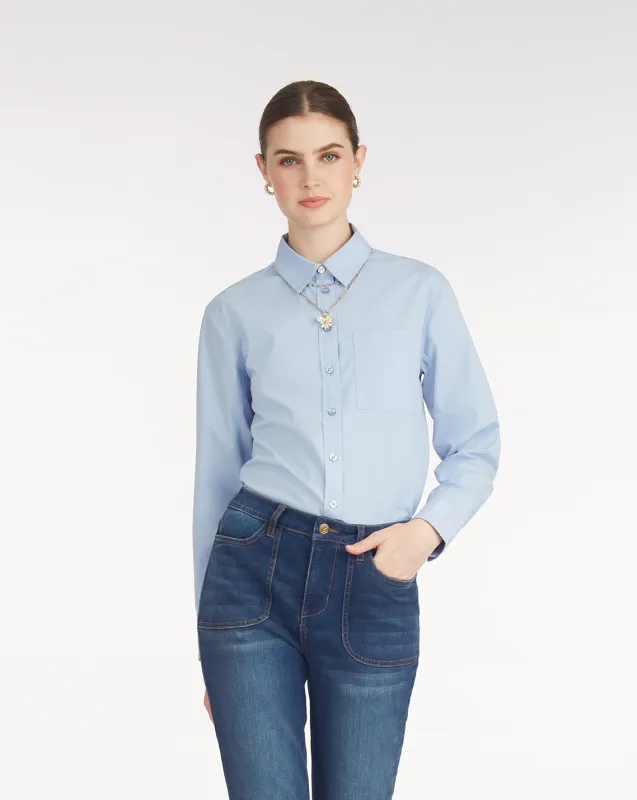 Long-Sleeve Button Down in Cotton Poplin sold by Draper James