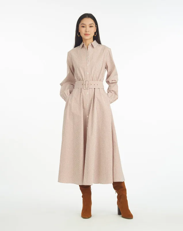 Eliza Midi Shirtdress in Rust Stripe sold by Draper James